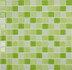Мозаика S-451 стекло 31.8х31.8 см глянцевая чип 25х25 мм, белый, зеленый