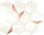 Мозаика Marvel Calacatta Delicato Gold Hex Shiny (A4WT) 25,1x29 Глазурованная керамическая