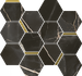Мозаика Stellaris Absolut Black Mosaico Chic керамогранит 28.3х32.8 см Italon матовая, золотой-oro-gold, серый, черный 620110000226