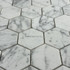 Мозаика Marble Mosaic Hexagon Carrara Bianco Pol камень 30х30 см полированная чип 48х48 мм, серый, белый