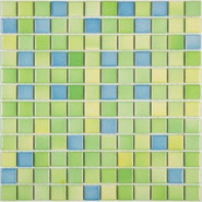 Мозаика PP2323-11 керамика 30х30 см глянцевая чип 23х23 мм, голубой, зеленый
