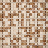 Мозаика из мрамора Emperador Light, Crema Nova PIX273, чип 15x15 мм, сетка 305х305x4 мм глянцевая, бежевый, коричневый