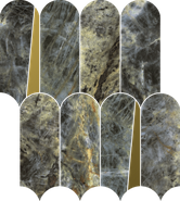 Мозаика Stellaris Madagascar Dark Mosaico Elegant керамогранит 32.5х36.1 см Italon полированная, зеленый, золотой-oro-gold, серый, черный 620110000237