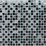 Мозаика из зеркала PIX711, чип 15x15 мм, сетка 300х300x4 мм  глянцевая, серый, черный