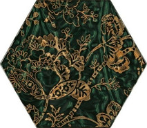 Декор Urban Colours Green Inserto Szklane Heksagon C 17.1x19.8 глянцевый керамический