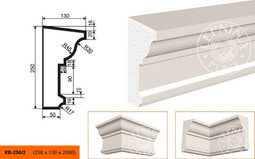 Лепнинапласт Карниз КВ-250/2 фасадный полистирол 2000х250х130 мм с покрытием эластичной шпатлёвкой PS-TechnoPlaster
