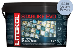 Затирка для плитки эпоксидная Litokol двухкомпонентный состав Starlike Evo S.310 Azzurro Polvere 1 кг 485320002