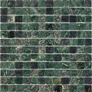 Мозаика из мрамора Spider Green PIX215, чип 23x23 мм, сетка 305х305x6 мм глянцевая, зеленый, черный