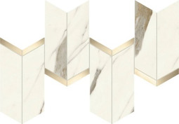 Мозаика Marvel Calacatta Sublime Mosaico Chevron Lappato 19,2x46,3 керамогранит лаппатированная, белый, серый AF8X