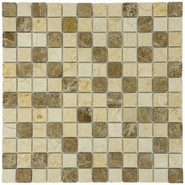 Мозаика Marble Mosaic Mix stone 5 Mat камень 30х30 см матовая чип 23х23 мм, бежевый, коричневый