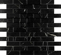 Мозаика Estrada Nero Brick bone 29.9х32.1 керамогранит Velsaa полированная чип 23х70 мм, черный