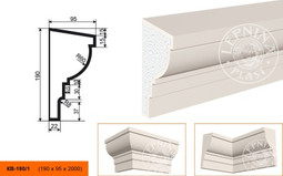 Лепнинапласт Карниз КВ-190/1 фасадный полистирол 2000х190х95 мм с покрытием эластичной шпатлёвкой PS-TechnoPlaster