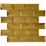 Мозаика Marble Mosaic Brick Rose Metal нержавеющая сталь 30х30 см 3D чип 48х98 мм, золотой-oro-gold