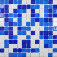 Мозаика Togama Mix Aguamarina стекло 34х34 см глянцевая чип 25х25 мм, белый, голубой, синий