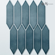 Мозаика R-320 керамогранит 25.7х31.3 см глянцевая чип 48х195 мм, голубой