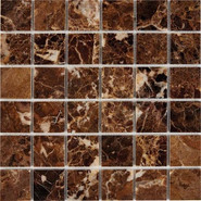 Мозаика из мрамора Dark Emperador PIX218, чип 48x48 мм, сетка 305х305x6 мм глянцевая, коричневый