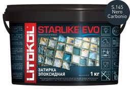 Затирка для плитки эпоксидная Litokol двухкомпонентный состав Starlike Evo S.145 Nero Carbonio 1 кг 485200002