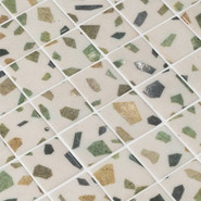 Мозаика Ezarri Greenery 50 стекло 36,5х36,5 см матовая, глянцевая чип 50х50 мм, бежевый, зеленый