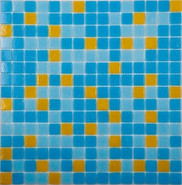 Мозаика MIX10 Желто-голубой (бумага) стекло 32.7х32.7 см глянцевая чип 20х20 мм