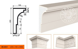 Лепнинапласт Карниз КВ-200/1 фасадный полистирол 2000х200х100 мм с покрытием эластичной шпатлёвкой PS-TechnoPlaster