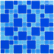Мозаика стеклянная Aquaviva Cristall Dark Blue DCM305 30х30 см глянцевая чип 23х48 мм, голубой, синий 017602
