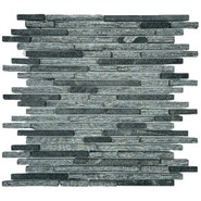 Мозаика Marble Mosaic Stripes Dark Grey стекло 30х34 см глянцевая чип 10x48/98/148 мм, серый, темно-серый