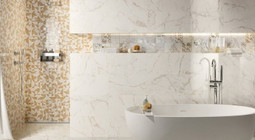 Мозаика Roma Gold Calacatta Delicato Leaves Mosaico-25,9x30,9 керамика глянцевая, бежевый, белый 36975