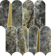 Мозаика Stellaris Madagascar Dark Mosaico Elegant керамогранит 32.5х36.1 см Italon полированная, зеленый, золотой-oro-gold, серый, черный 620110000237