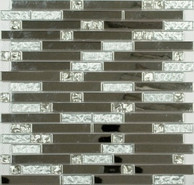 Мозаика MS-605 стекло+металл 29.8х30.5 см глянцевая, белый, серый