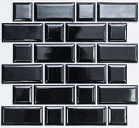Мозаика PR 4595-44 керамика 29.1х29.4 см глянцевая чип 45х45, 45х95 мм, черный