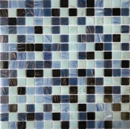 Мозаика из стекла PIX109, чип 20x20 мм, бумага 316х316х4 мм глянцевая, голубой, синий, черный