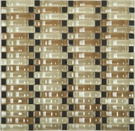 Мозаика S-813 стекло метал 31х31.3 см глянцевая чип 10х15х60 мм, бежевый, коричневый
