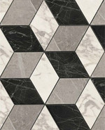 Мозаика Marvel Mosaico Esagono Multicolor Cold керамогранит 30х35 см лаппатированная, черный, серый, бежевый