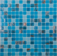 Мозаика MIX18 стекло (сетка) 32.7х32.7 см глянцевая чип 20х20 мм, синий