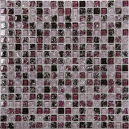 Мозаика No-299 стекло камень 30.5х30.5 см глянцевая чип 15х15 мм, фиолетовый, черный