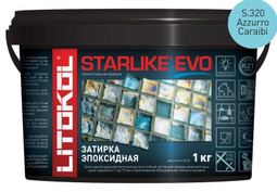 Затирка для плитки эпоксидная Litokol двухкомпонентный состав Starlike Evo S.320 Azzurro Caraibi 1 кг 485330002