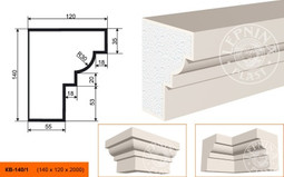 Лепнинапласт Карниз КВ-140/1 фасадный полистирол 2000х140х120 мм с покрытием эластичной шпатлёвкой PS-TechnoPlaster