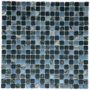 Мозаика Marble Mosaic Black Edition стекло 30х30 см глянцевая чип 15x15 мм, черный