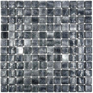 Мозаика Atlantis Iron 31.5х31.5 см Bonaparte стеклянная и стеклянная с камнем глянцевая чип 24х24 мм, серый, черный