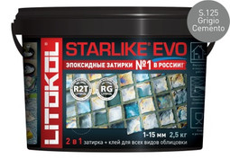 Затирка для плитки эпоксидная Litokol двухкомпонентный состав Starlike Evo S.125 Grigio Cemento 2.5 кг 485170003