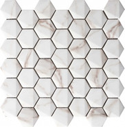 Мозаика Hexagonal Calacata керамогранит 34.6х30 см под мрамор 69HE-CA
