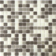 Мозаика из стекла PIX120, чип 20x20 мм, сетка 316х316х4 мм глянцевая, белый, серый