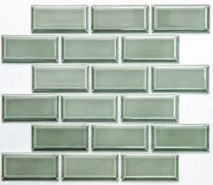 Мозаика PR 4595-37 керамика 29.1х29.5 см глянцевая чип 45х95 мм, зеленый