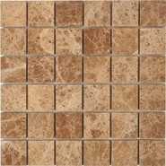 Мозаика из мрамора Light Emperador PIX223, чип 48x48 мм, сетка 305х305x6 мм глянцевая, бежевый, коричневый