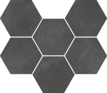 Мозаика Континуум Петрол Гексагон керамогранит 25х29 см матовая, черный 620110000190