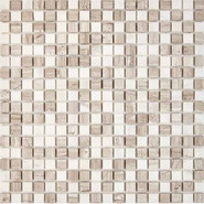 Мозаика из мрамора White Wooden, Dolomiti Bianco PIX280, чип 15x15 мм, сетка 305х305x4 мм глянцевая, бежевый, белый
