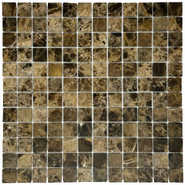 Мозаика Marble Mosaic Emperador dark Pol камень 30х30 см полированная чип 23х23 мм, коричневый, темно-коричневый