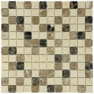 Мозаика Marble Mosaic Mix stone 1 Mat камень 30х30 см матовая чип 23х23 мм, бежевый, коричневый, черный