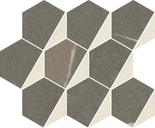 Мозаика Метрополис Гексагон Ворм керамогранит 25.4х31 см матовая, белый, серый 620110000160