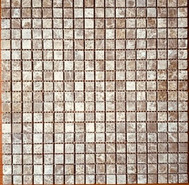 Мозаика из мрамора Light Emperador PIX224, чип 15x15 мм, сетка 305х305x4 мм матовая, бежевый, коричневый